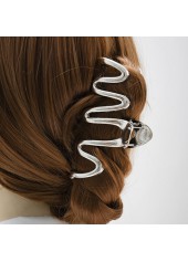 Silvery White Metal Detail Wave Design Barrette