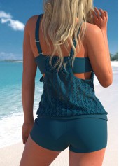 Plus Size Criss Cross Peacock Blue Tankini Top-No Bottom | picture 2