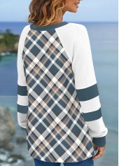 Multi Color Patchwork Plaid Long Sleeve Sweatshirt