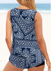 Metal Ring Patchwork Navy Tankini Top-No Bottom | picture 2