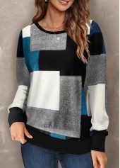 Multi Color Geometric Print Long Sleeve Sweatshirt | thumb picture 