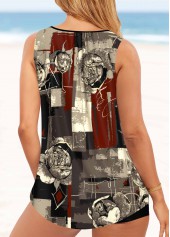 Metal Ring Floral Print Multi Color Tankini Top-No Bottom | picture 2