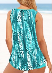 Metal Ring Mid Waisted Leopard Cyan Tankini Set | thumb picture 