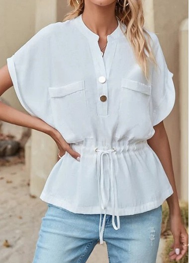  Modlily-Women's Clothing > Tops > Blouses&Shirts-COLOR-White