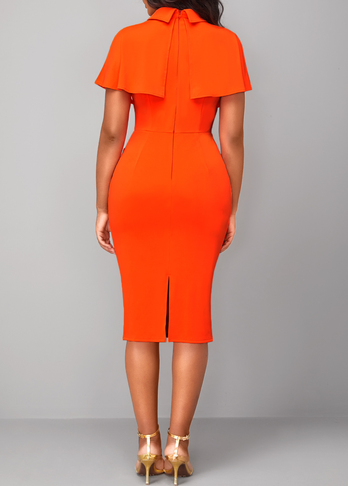 Orange Cut Out Short Sleeve Bodycon Dress