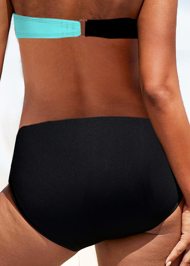 Tie Back Black Contrast Bikini Set