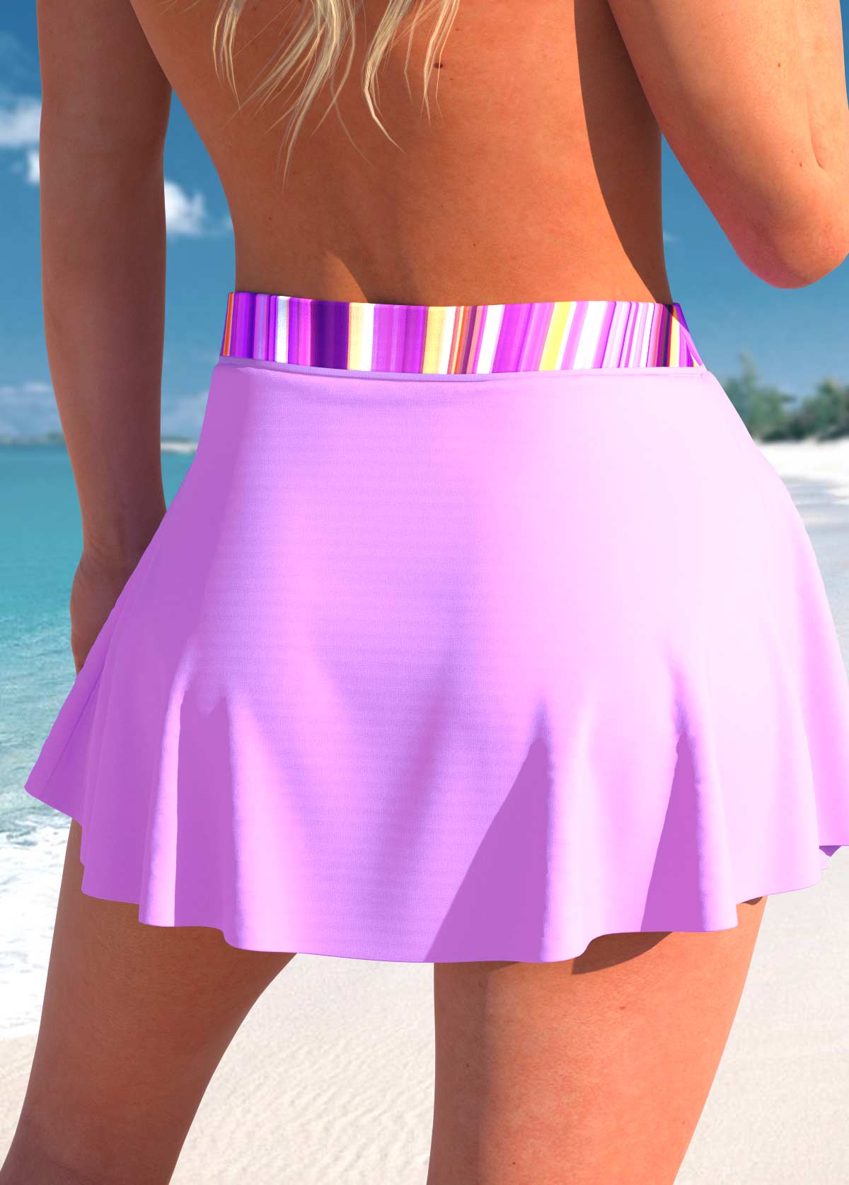 High Waisted Striped Light Purple Pantskirt | picture 
