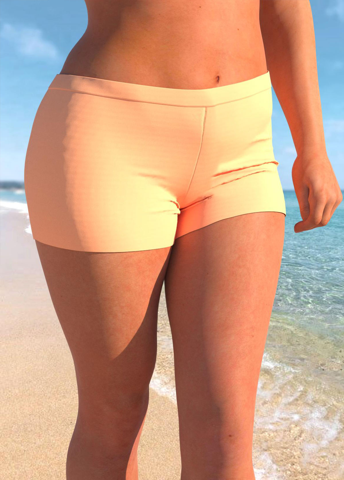 Mid Waisted Plus Size Orange Swim Shorts | picture 