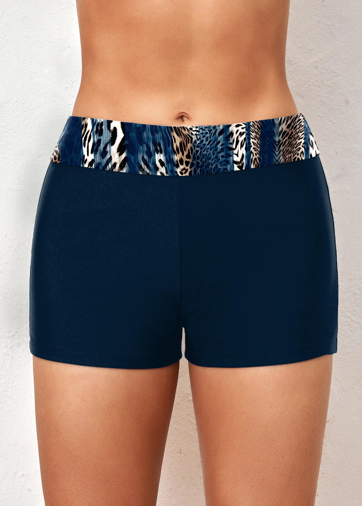 Mid Waisted Leopard Blue Swim Shorts