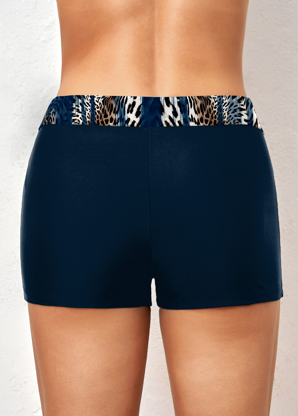 Mid Waisted Leopard Blue Swim Shorts