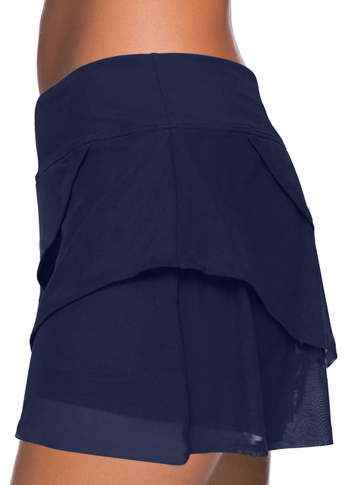 Plus Size Mid Waisted Navy Swim Skirt | picture 