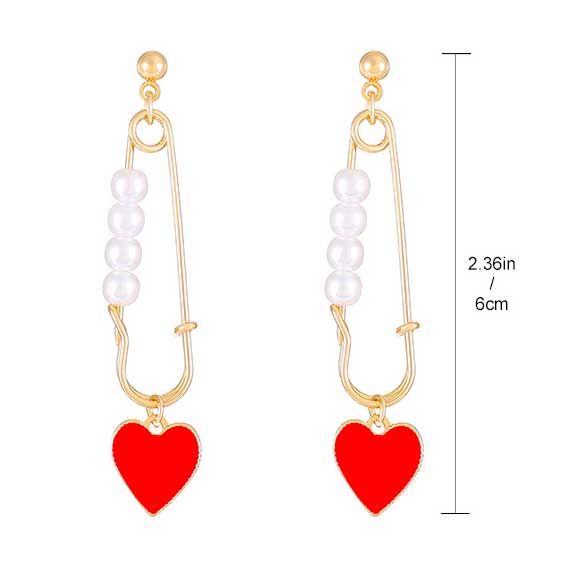 Gold Heart Design Pearl Alloy Earrings