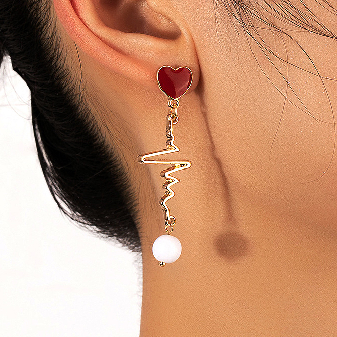 Golden Valentine's Day Heart Design Earrings