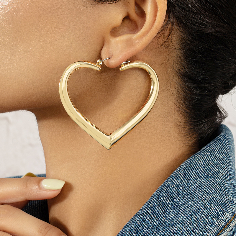 Golden Heart Metal Valentine's Day Earrings