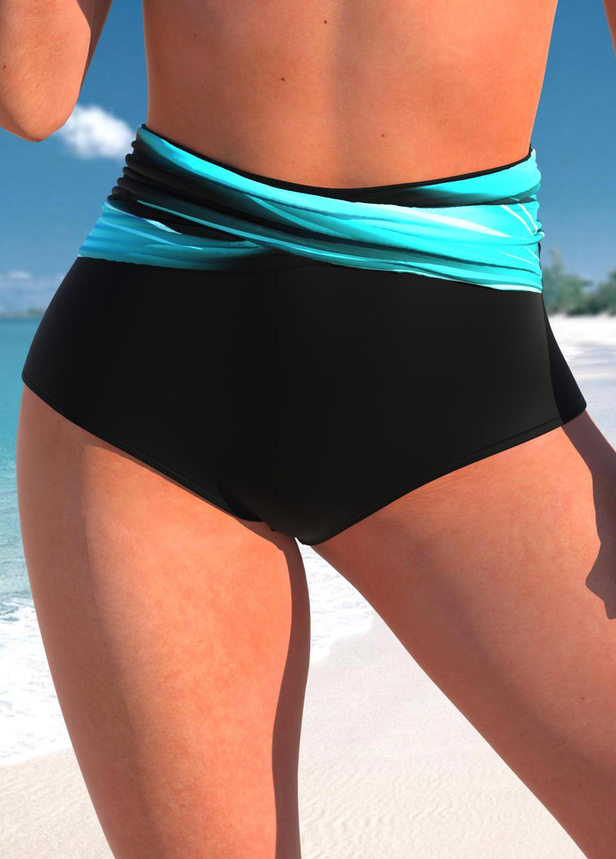 High Waisted Ombre Cyan Bikini Bottom