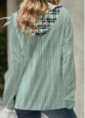 Light Green Cross Hem Tartan Print Hoodie | thumb picture 
