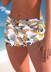 High Waisted Leaf Print White Swim Shorts | thumb picture 