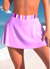 High Waisted Striped Light Purple Pantskirt