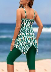 Handkerchief Hem High Waisted Blackish Green Tankini Set | thumb picture 