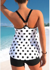 Polka Dot Asymmetry White Tankini Set | thumb picture 