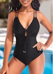 Criss Cross Black Tie Front One Piece Swimwear | thumb picture 