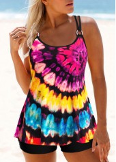 Metal Ring Tie Dye Print Tankini Top-No Bottom | picture 1