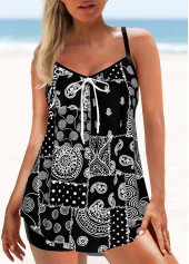 Bowknot Tribal Print Black Tankini Top-No Bottom | picture 3