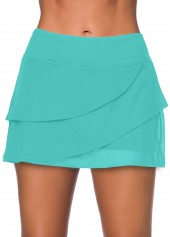 Plus Size Mid Waisted Cyan Swim Skirt