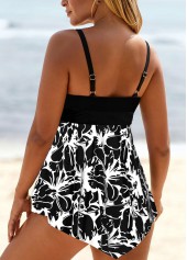 Lace Up Floral Print Black Swimdress Top-No Bottom | picture 2