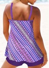 Metal Ring Geometric Print Purple Tankini Top-No Bottom | picture 2