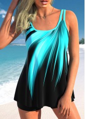 Ombre Cyan Double Straps Tankini Set