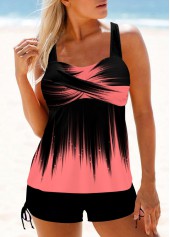 Surplice Ombre Pink Wide Strap Tankini Set
