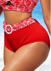 High Waisted Floral Print Red Bikini Bottom | thumb picture 