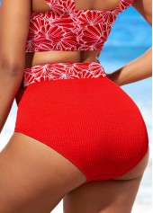 High Waisted Floral Print Red Bikini Bottom | thumb picture 