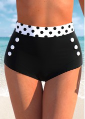 High Waisted Polka Dot White Bikini Bottom