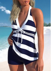 Patchwork Striped Navy Bowknot Tankini Top-No Bottom | picture 3