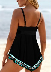 Lace Up Tribal Print Black Swimdress Top-No Bottom | picture 2