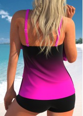Asymmetry Ombre Neon Rose Red Tankini Top-No Bottom | picture 2