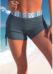 Mid Waisted Tribal Print Dusty Blue Swim Shorts