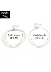 Silver Round Pearl Design Layered Anklet Set | thumb picture 