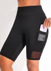 High Waisted Black Pocket Beach Shorts