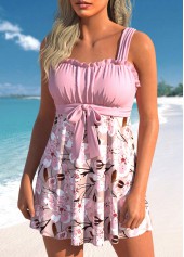 Frill Floral Print Pink Tankini Set | thumb picture 