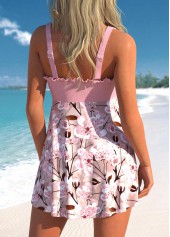 Frill Floral Print Pink Tankini Set | thumb picture 