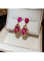 Rose Pink Artificial Zircon Design Earrings