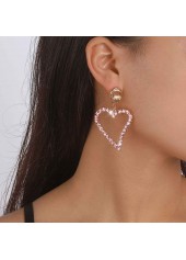 Pink Heart Design Artificial Zircon Earrings