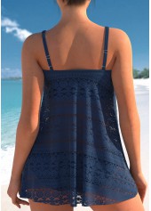 Lace Navy Spaghetti Strap Tankini Top-No Bottom | picture 2