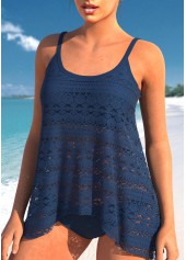 Lace Navy Spaghetti Strap Tankini Top-No Bottom | picture 3