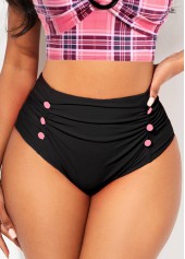 High Waisted Black Button Bikini Bottom