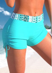 Mid Waisted Tribal Print Cyan Swim Shorts | thumb picture 