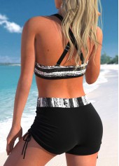 Criss Cross Tie Dye Print Black Bikini Set | thumb picture 